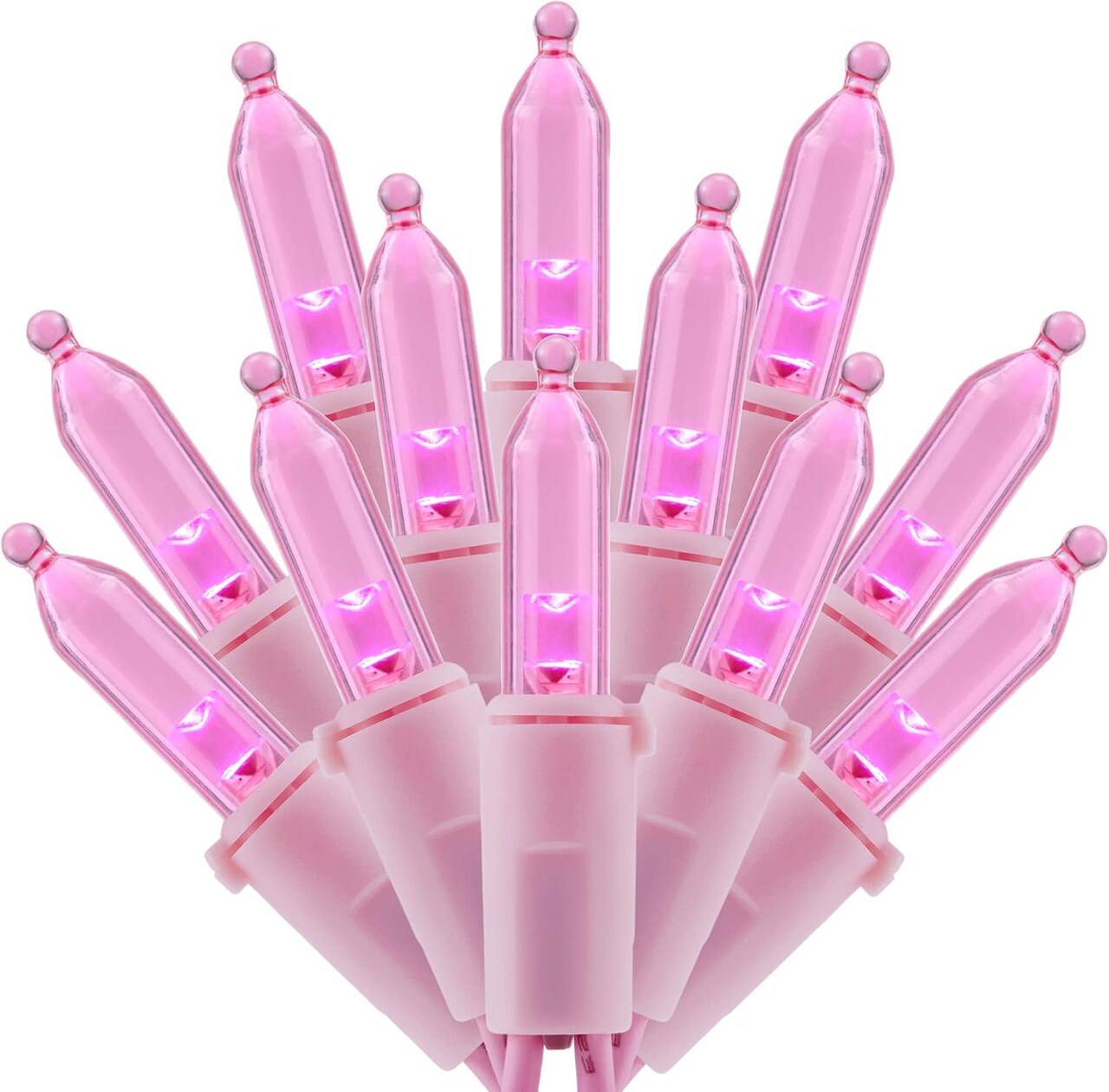 200 Pink LED Christmas Lights with Pink Wire, Pack of 2 Sets 33 ft 100 Count UL Certified Commercial Grade String Light (Pink)